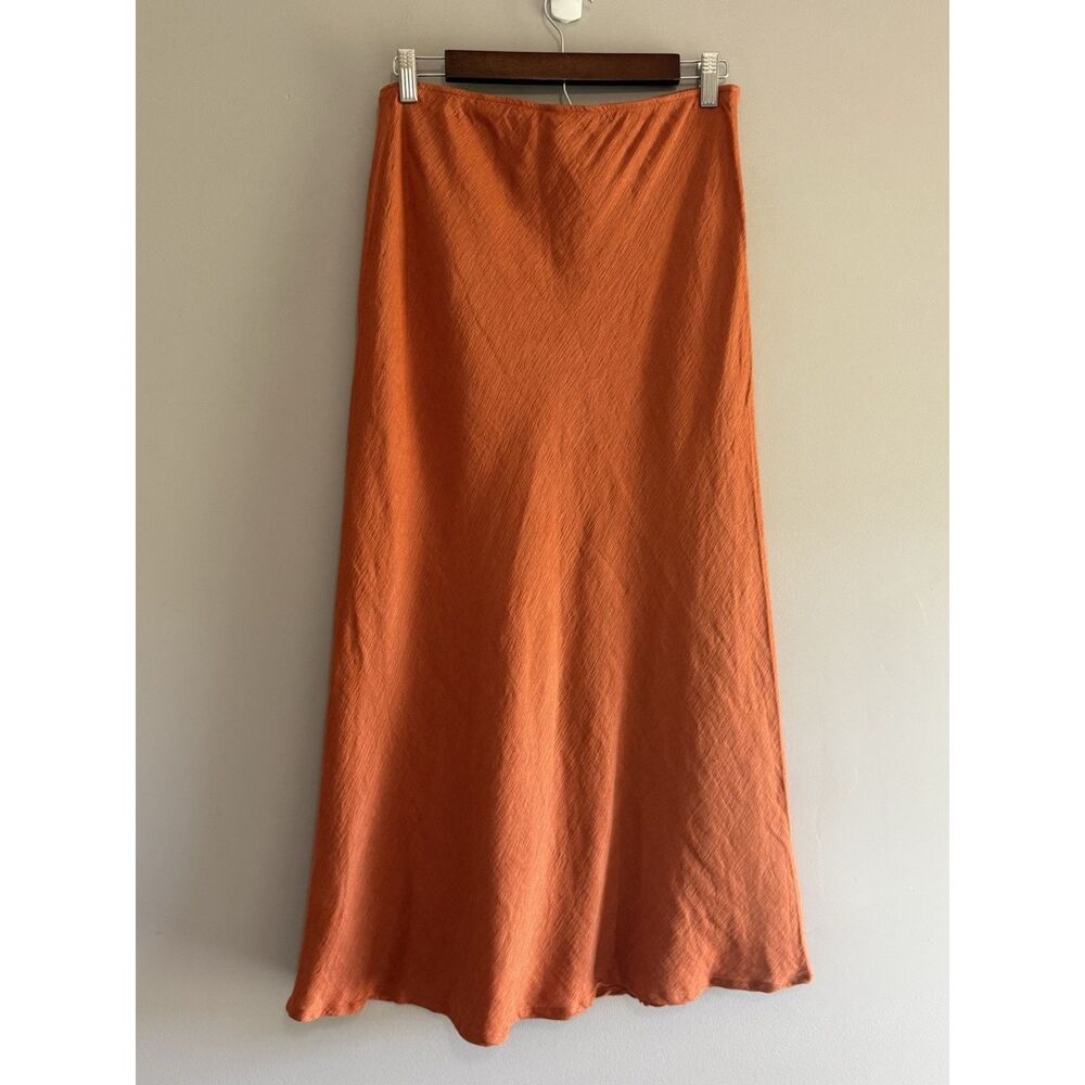 Eileen Fisher Linen Blend Maxi Skirt Burnt Orange Lagenlook Minimalist Boho Med - Picture 5 of 12